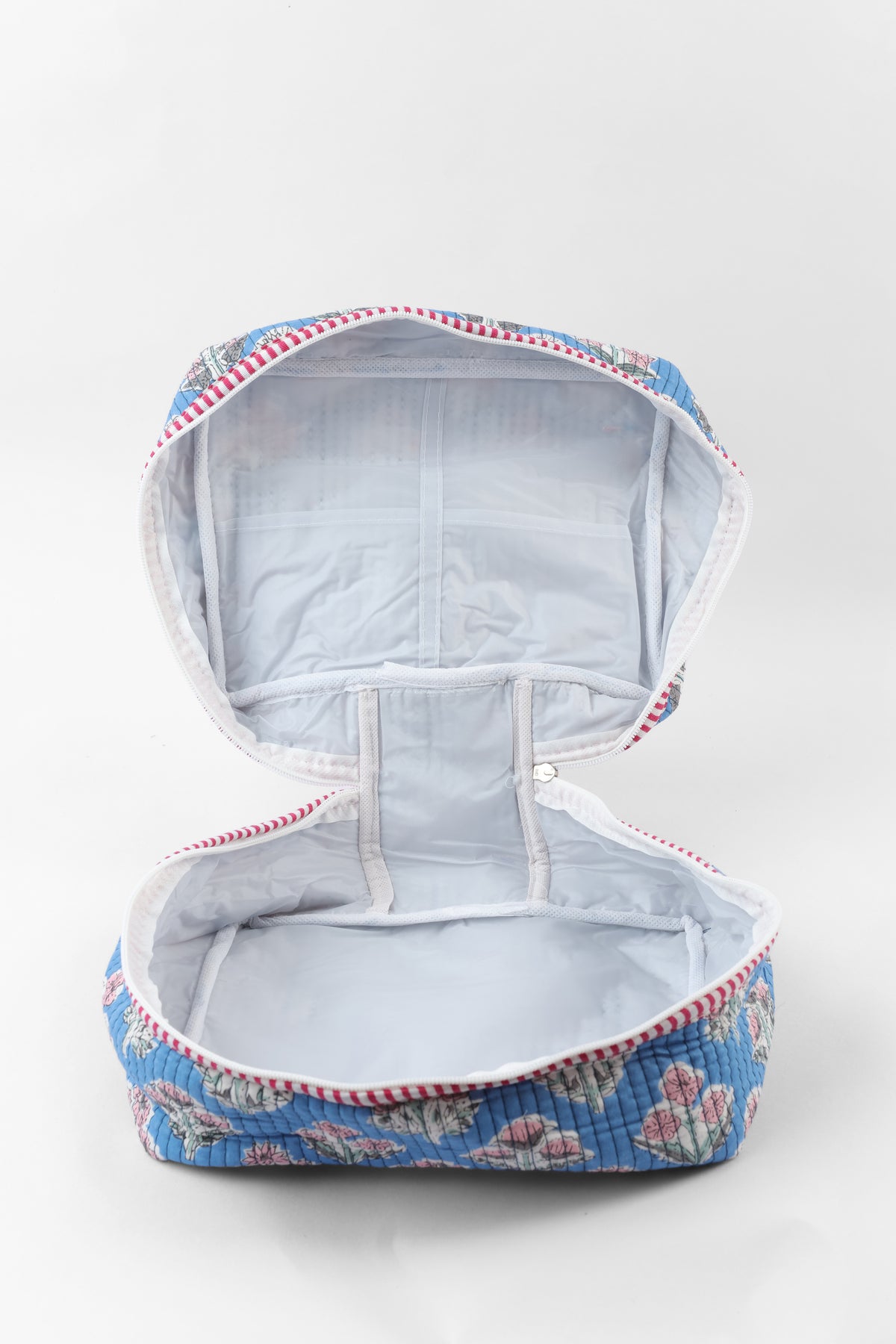 Blue Bloom Quilted Travel Pouch