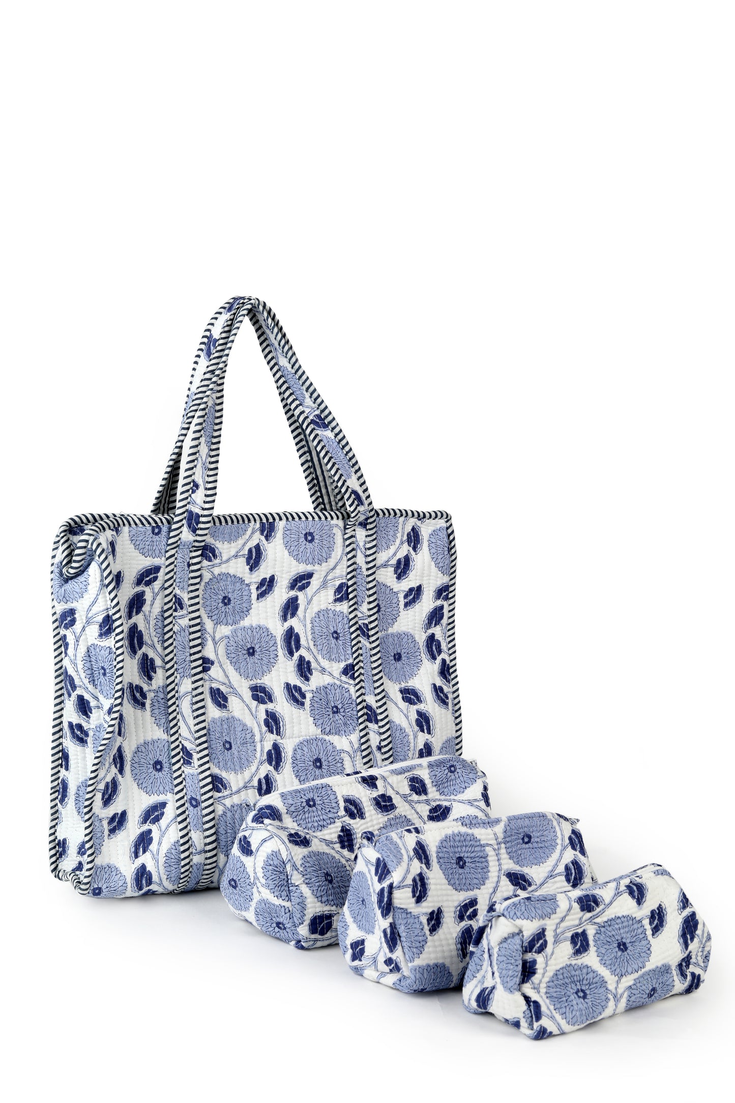 Indigo Petal tote set