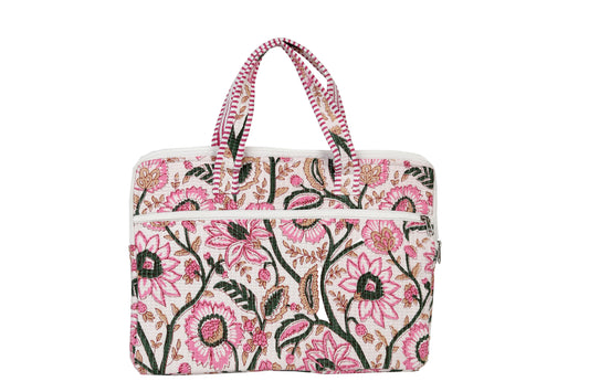Pink Blossom Laptop bag with handle